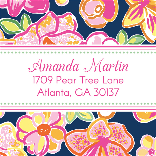 Island Hibiscus Square Address Labels